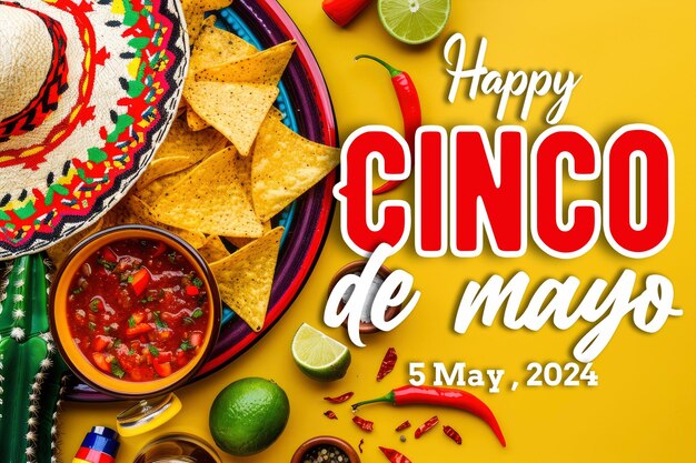 PSD concetto di celebrazione del cinco de mayo