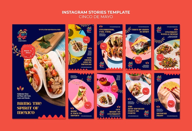 PSD storie di instagram di celebrazione di cinco de mayo