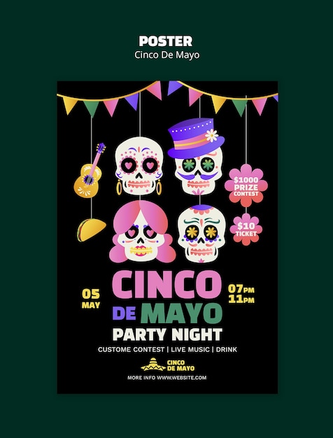 PSD cinco de mayo 축제 포스터 템플릿