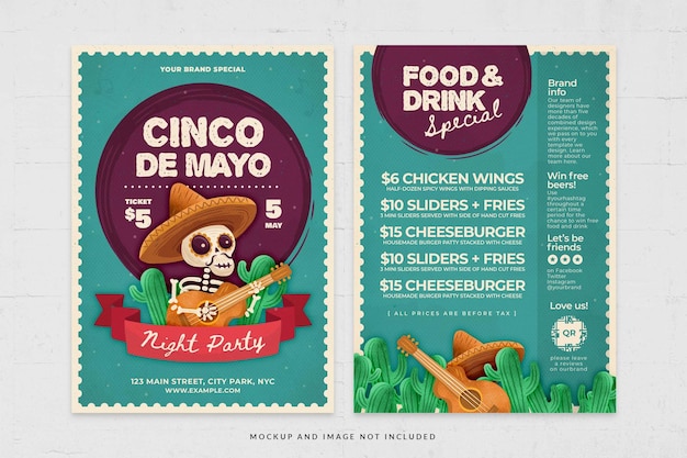 Cinco de mayo fiesta flyer template in psd