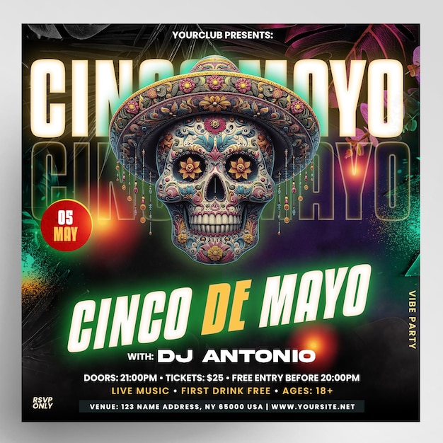 PSD cinco de mayo flyer instagram banner