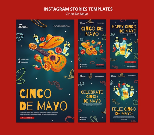 Modello di storie di instagram di cinco de mayo