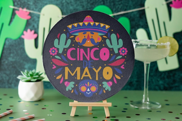 장식과 장식품이 있는 Cinco De Mayo 모형 요소