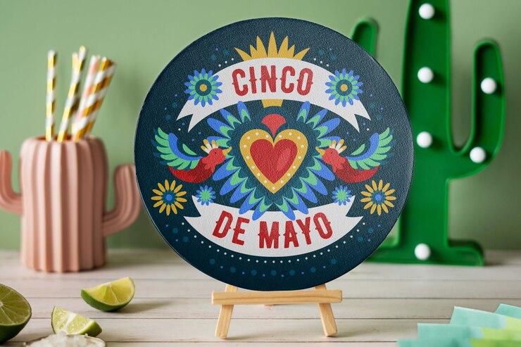 장식과 장식품이 있는 Cinco de Mayo 모형 요소