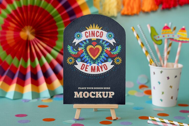 장식과 장식품이 있는 Cinco de Mayo 모형 요소