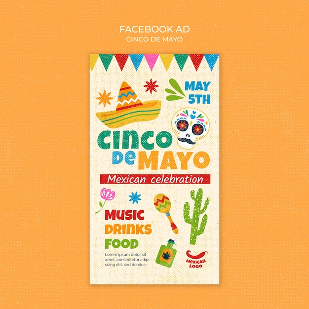 PSD cinco de mayo sjabloonontwerp