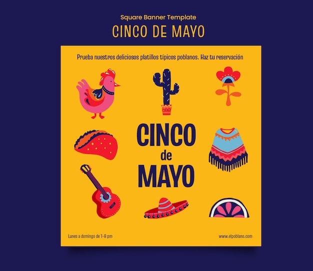 PSD cinco de mayo sjabloonontwerp