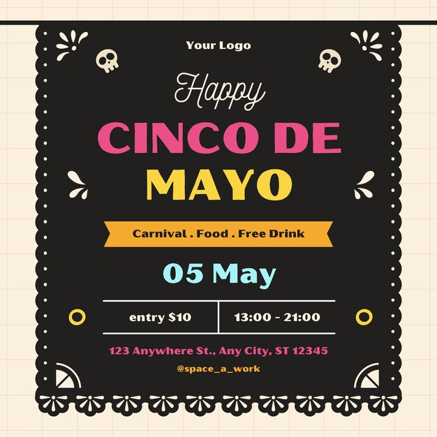 PSD Пост в социальных сетях cinco de mayo