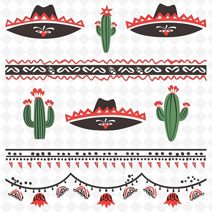 PSD cinco de mayo string borderlines design с мотивами кактусов творческие абстрактные художественные проекты