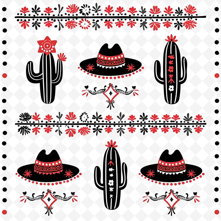 PSD cinco de mayo string borderlines design z motywami kaktusów kreatywne abstrakcyjne projekty artystyczne