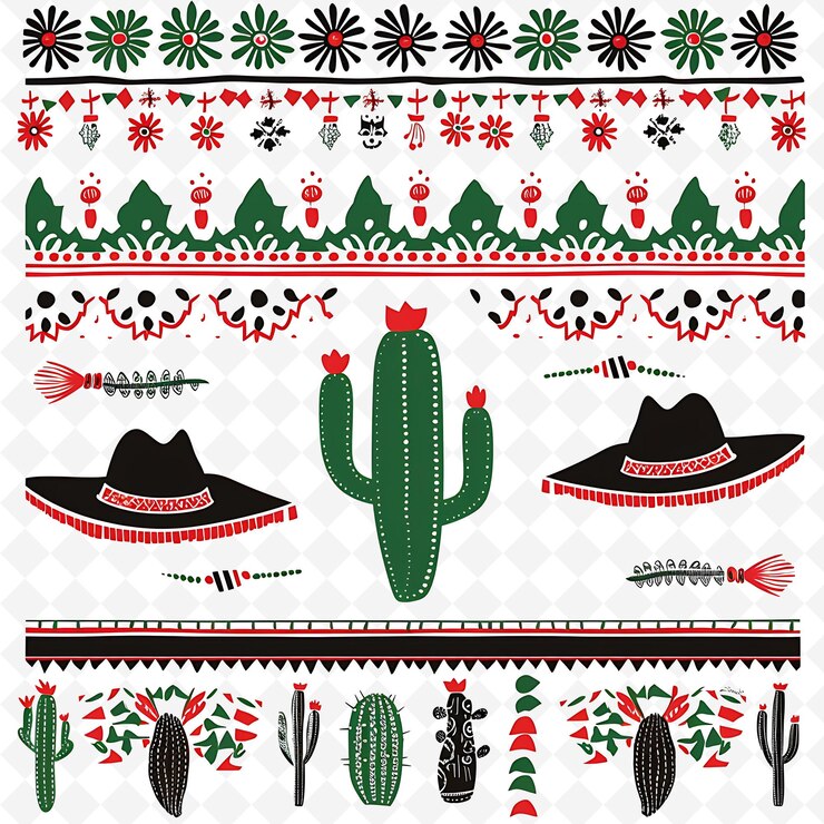 PSD cinco de mayo string borderlines design z motywami kaktusów kreatywne abstrakcyjne projekty artystyczne
