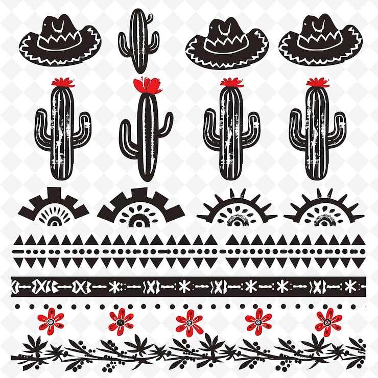 PSD cinco de mayo string borderlines design z motywami kaktusów kreatywne abstrakcyjne projekty artystyczne