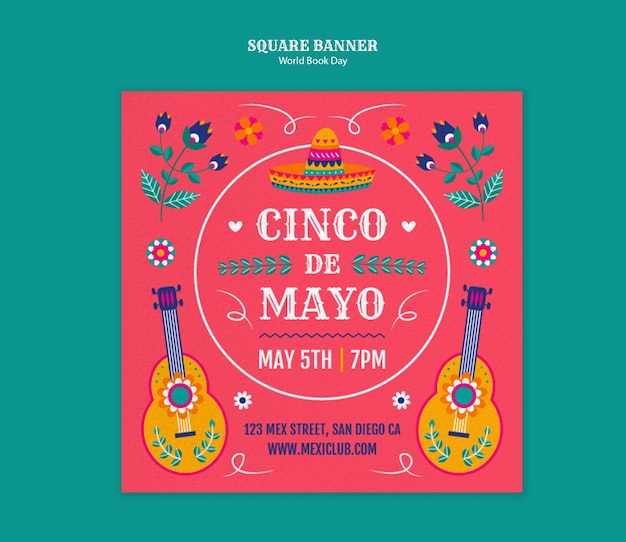 PSD cinco de mayo template design