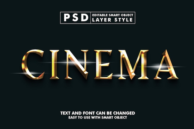 Cinema 3d effetto testo psd premium