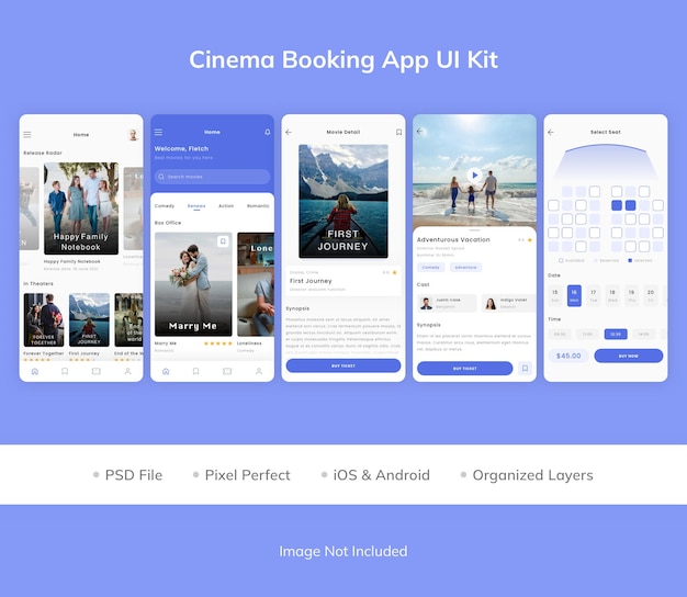 Kit interfaccia utente dell'app di prenotazione cinema