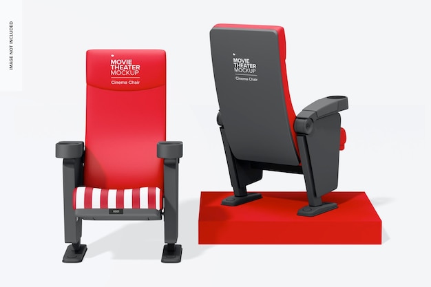 PSD cinema chairs mockup front and back view