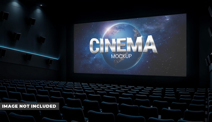 PSD モダンな映画館のインテリアのモックアップ
