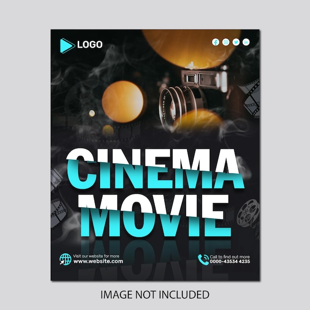 PSD cinema movie social media promotion and instagram banner post design template