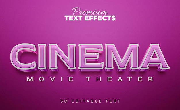 Cinema movie theater 3d glossy text style