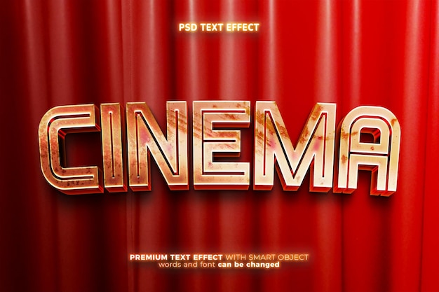 Cinema movies 3d editable text effect mockup