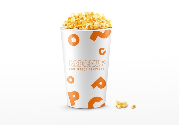 Cinema popcorn cup box mockup realistic