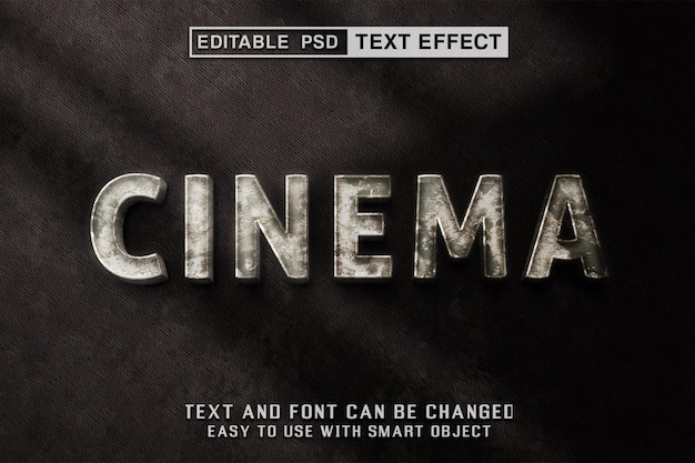 PSD Редактируемый текстовый эффект cinema stone