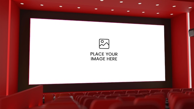 Cinema teather mockup big screen presentation indoor red theme