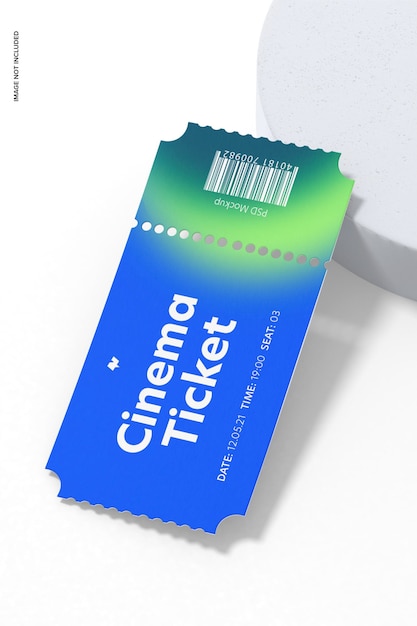 PSD cinema ticket mockup leaned