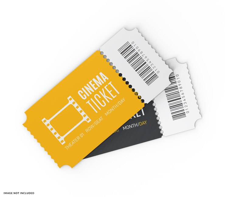 PSD cinema ticket mockup ontwerp