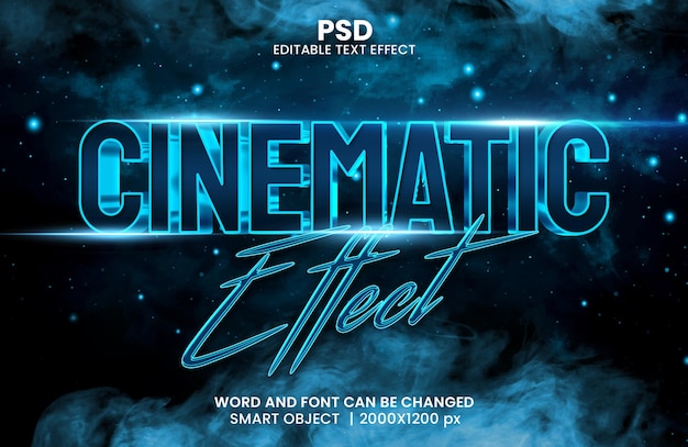 PSD cinematic effect 3d editable photoshop text effect style with modern background
