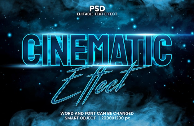 cinematic effect 3d editable photoshop text effect style with modern background