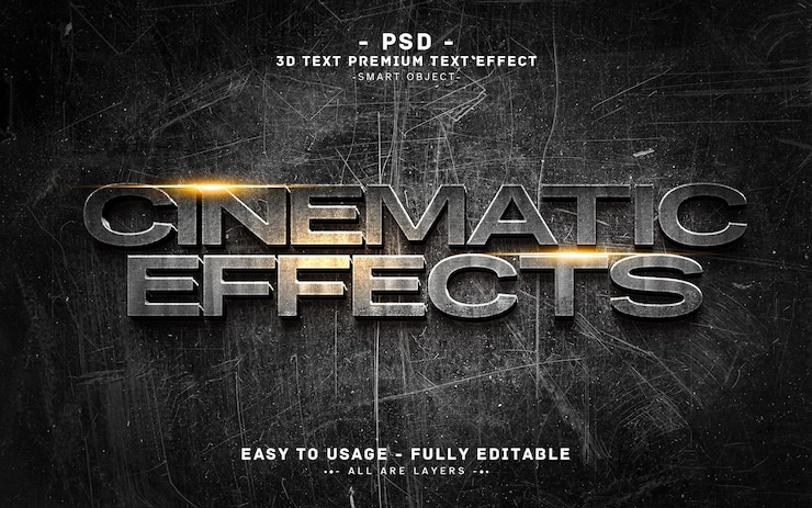 PSD кинематографический эффект 3d текст psd