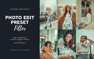 cinematic photo edit preset filter for travel and fashion banner template design