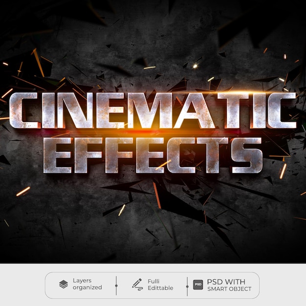 PSD cinematic title text effect  template