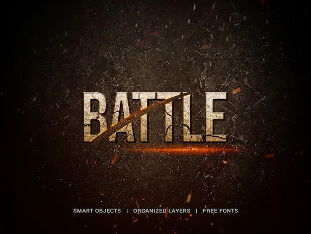 PSD cinematic title with battle lettering