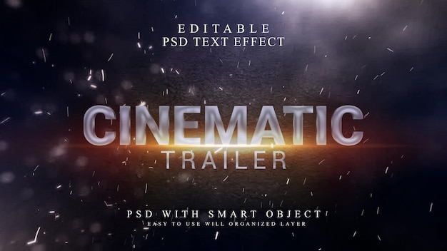 PSD effetto del testo del titolo cinematografico del trailer cinematografico