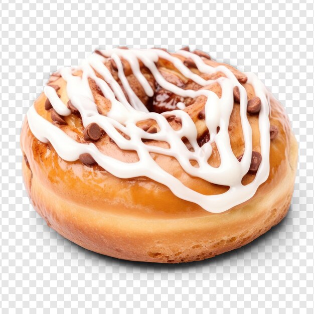 Cinnamon roll donut op transparante achtergrond psd.