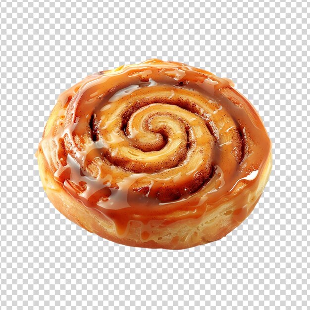 PSD cinnamon roll geïsoleerd op doorzichtige achtergrond zoete broodjes met glazuur