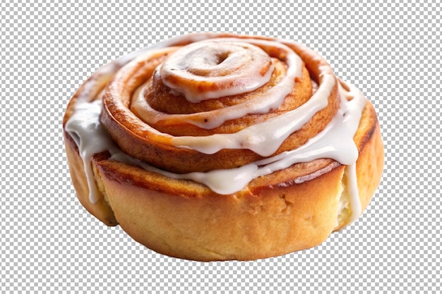 a cinnamon roll with icing on white background perfect for brunch