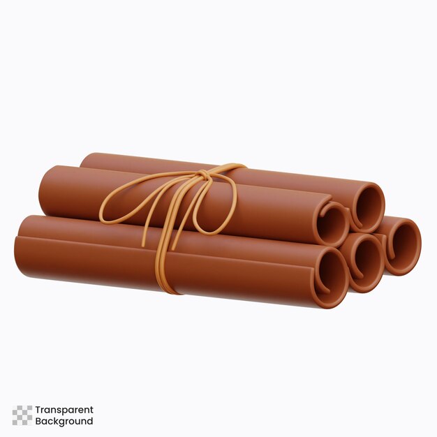 PSD illustrazioni di icone 3d di cinnamon stick