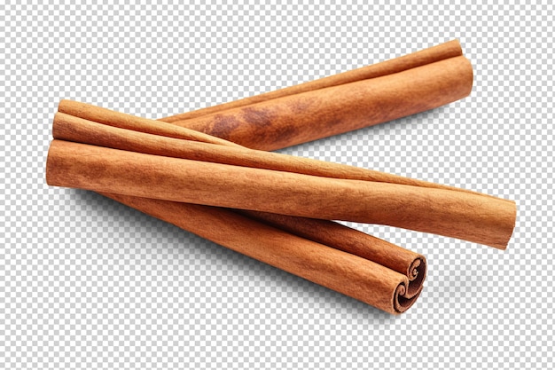 Cinnamon sticks cut out on transparent