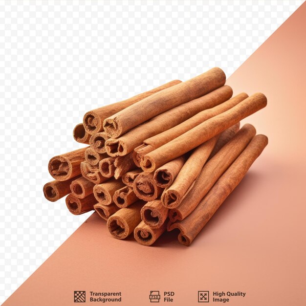 PSD cinnamon sticks from ceylon on transparent background