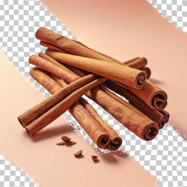 PSD cinnamon sticks photographed on transparent background