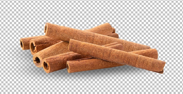 PSD cinnamon sticks stacked isolated on alpha layer