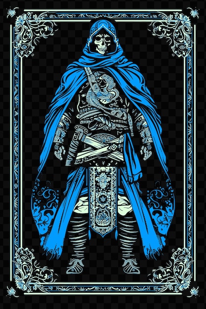 PSD circassian warrior with a shashka standing in a stealthy pos tshirt design art tattoo ink outlines
