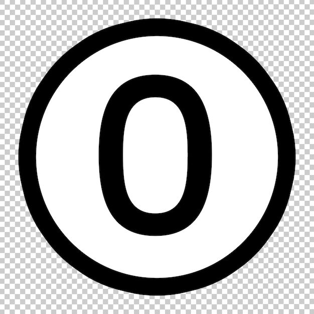 circle black number 0 icon template transparent