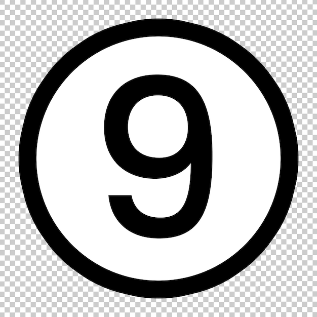 circle black number 9 icon template transparent