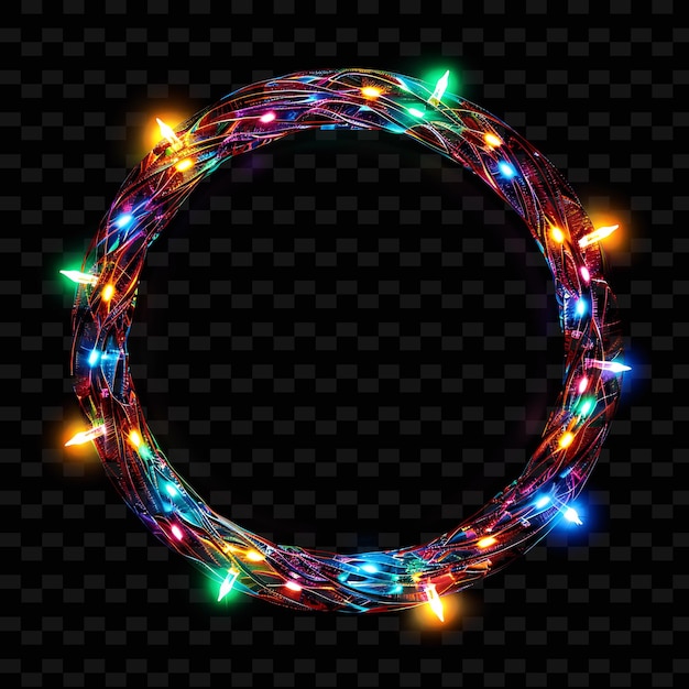 PSD a circle of christmas lights with a circle of lights on a black background
