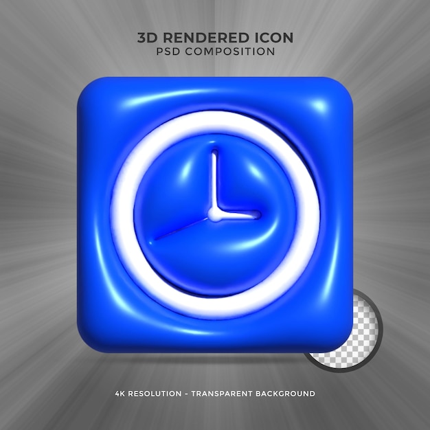 PSD circle clock icon simple 3d render illustration round clock concept