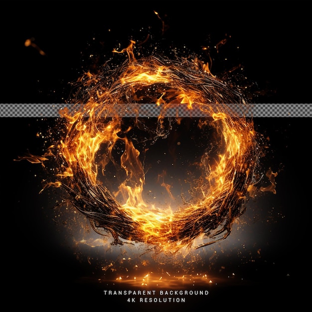 PSD circle fire flame on transparent background